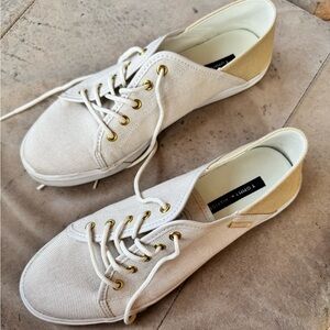 Tommy Hilfiger Women's White and Tan Sneakers